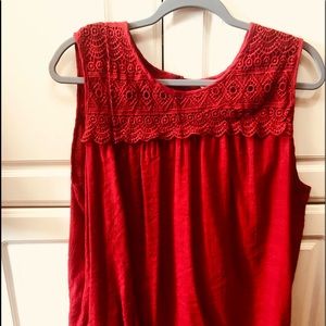 Cato 18/20 Red Laced Sleeveless Blouse